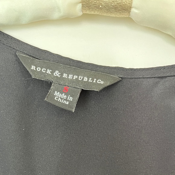 Rock & Republic Native Funk & Flash Sequins Black Tank Top Sleeveless Shirt S - Picture 7 of 10